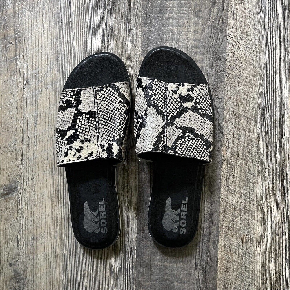 Sorel Python Ella Block Slide Sandals Size 7.5 - Picture 4 of 5